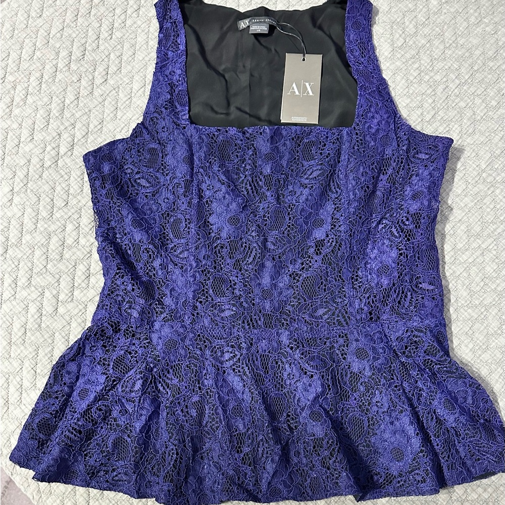 Armani Exchange Peplum Lace top
